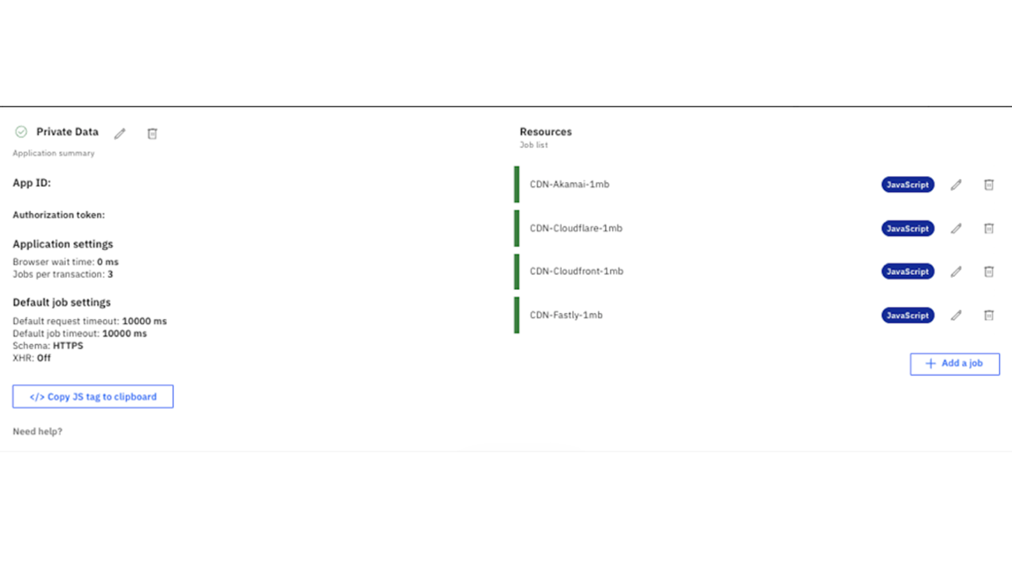 IBM NS1 Connect UI screenshot of flexible data collection and control dashboard