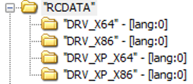 Screenshot of a resource tree view showing an expanded folder named “RCDATA”