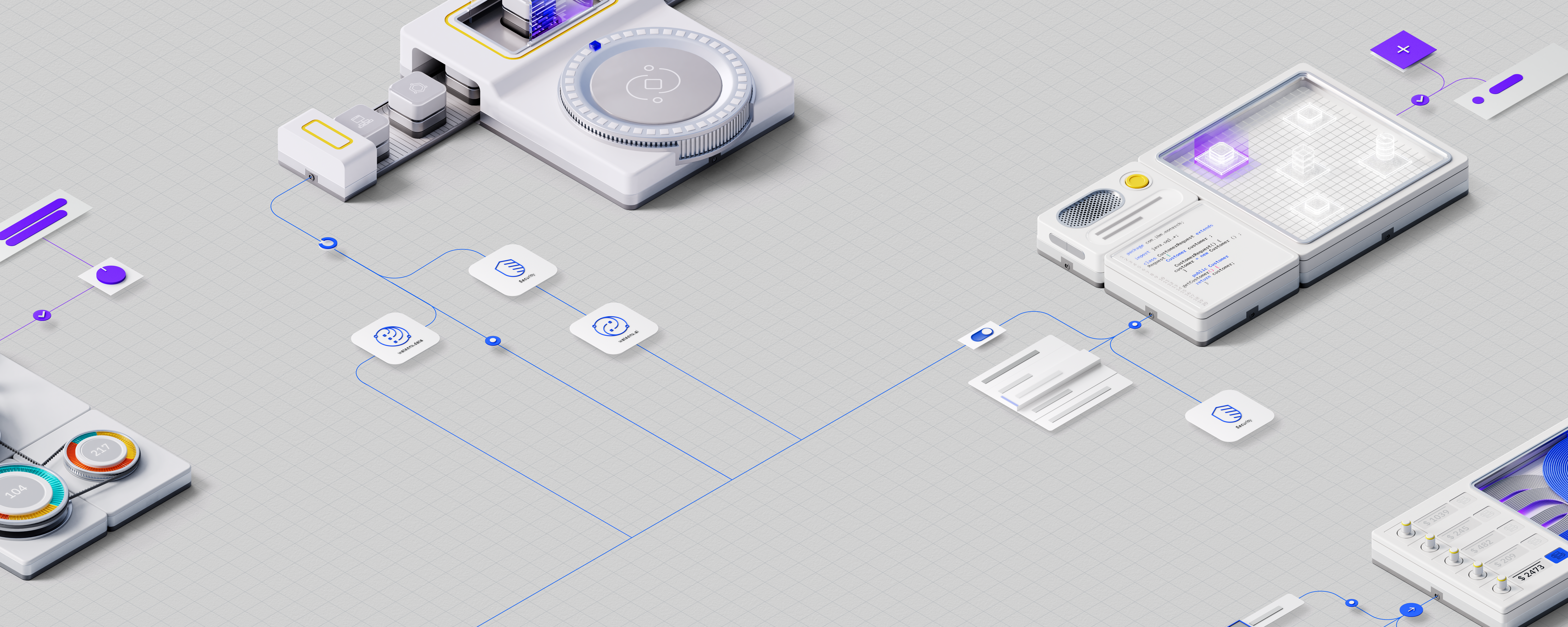 Isometric digital device with connected interface