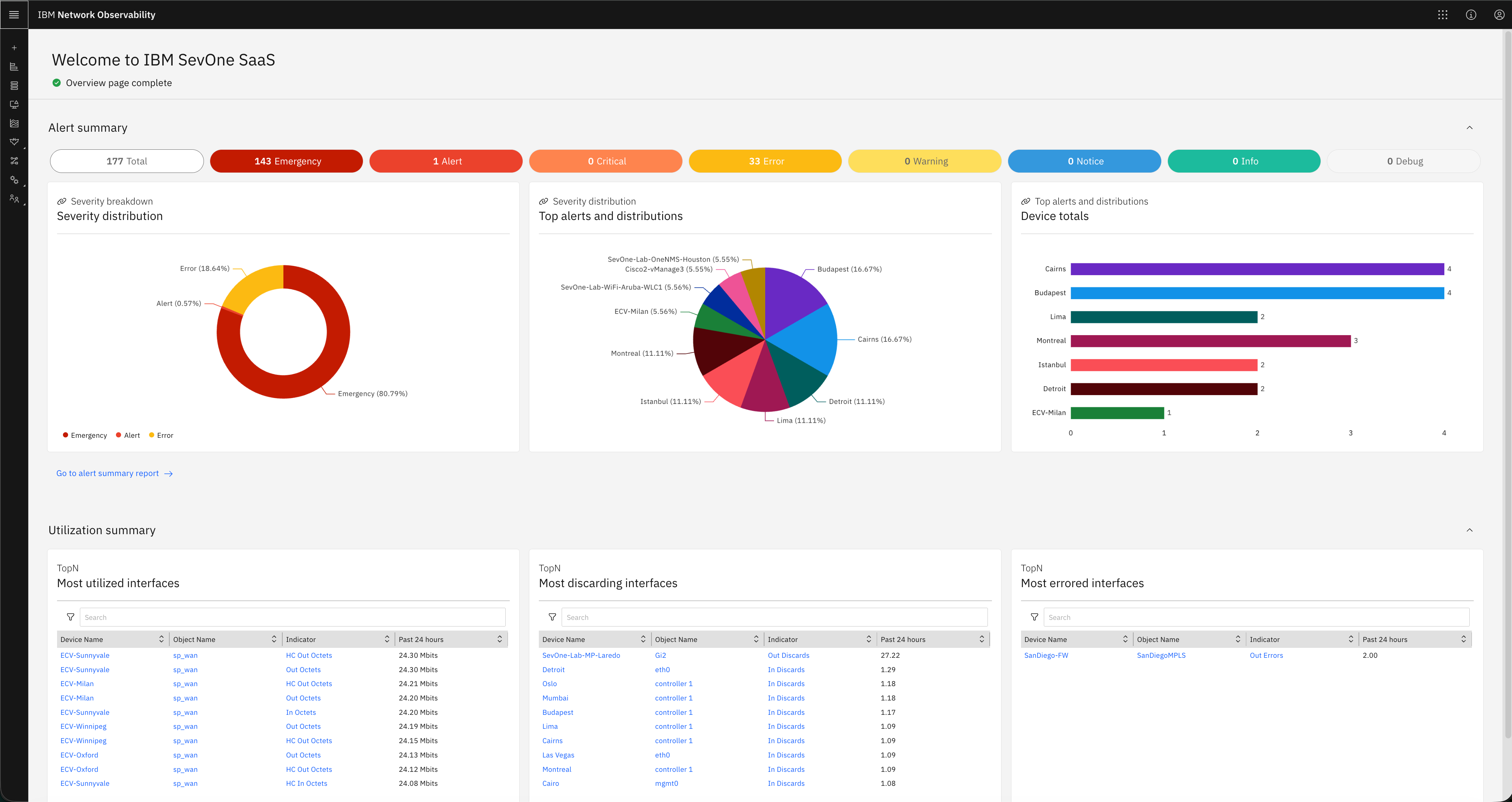 Screenshot of IBM instana Network observability feature