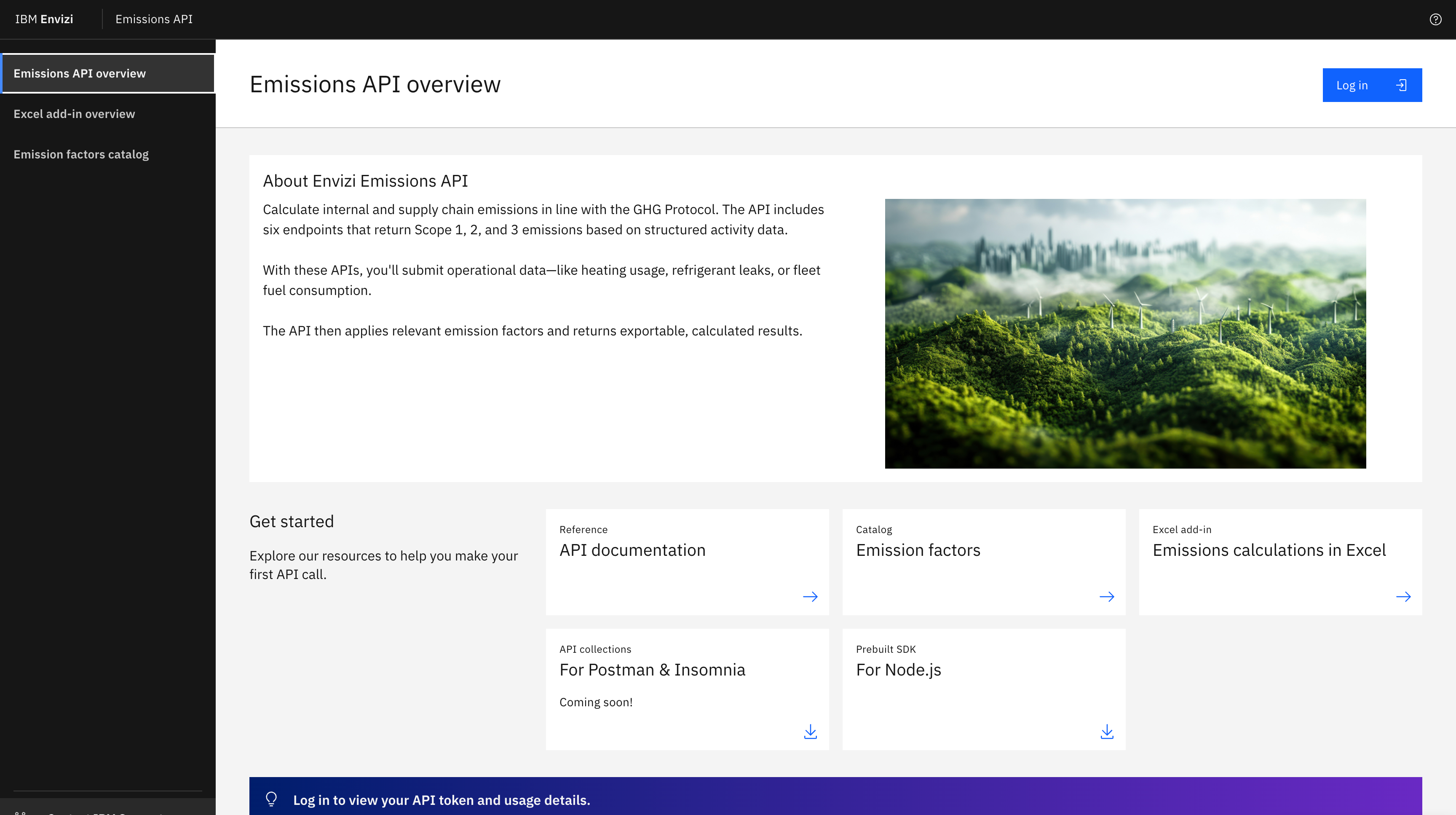 Emissions API dashboard