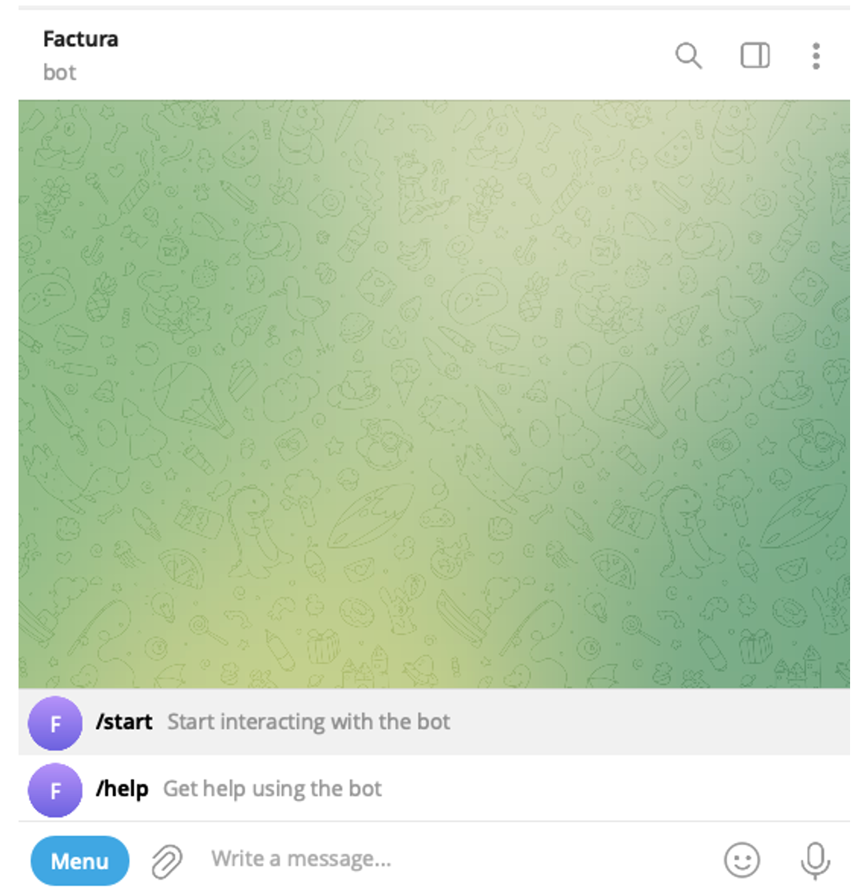 Screenshot of interaction with the bot